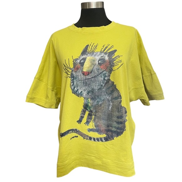 Buykud Women's Animal Print Loose Casual Short Sleeve Tee with Cat Print - Picture 6 of 11